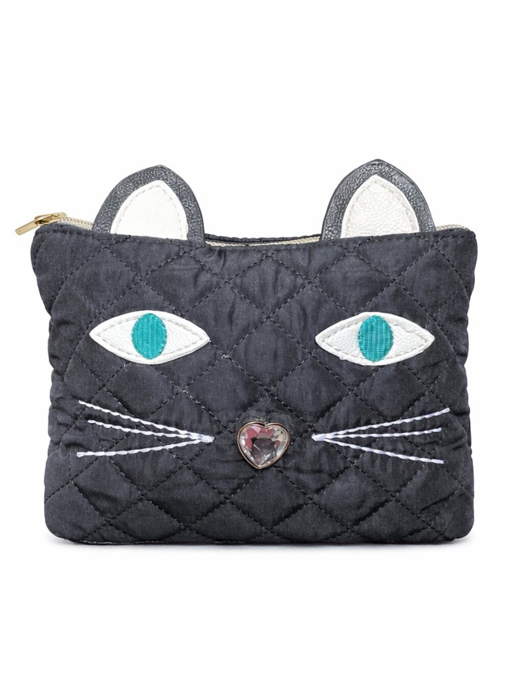 Betsey Johnson Cat Pouch–Black Spiral Stripe Bag for Cosmetics Pet Treats